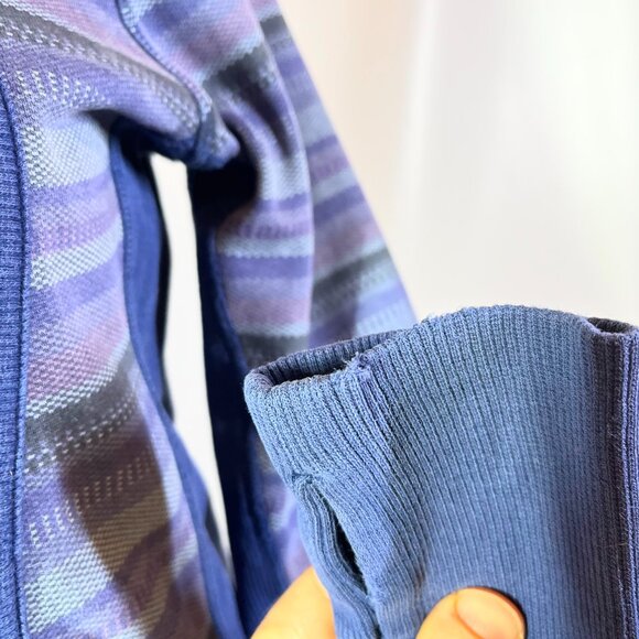 Lululemon Size 6 Full Zip Hooded Jacket Striped Fleece Lined *Flaws - Picture 7 of 14